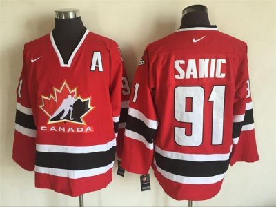 2002 Winter Olympics Team Canada #91 Joe Sakic CCM Vintage Red Hockey Jersey
