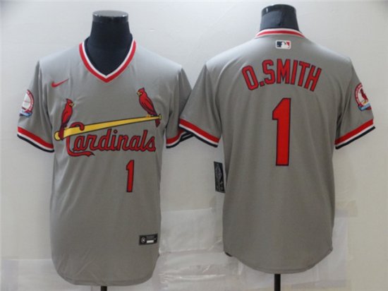 St. Louis Cardinals #1 Ozzie Smith Vintage Gray Jersey