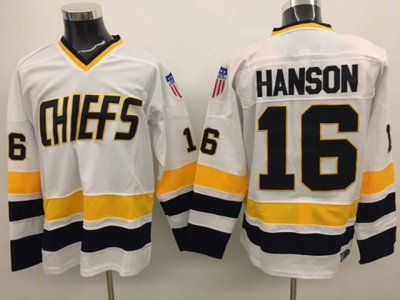 Slap Shot Charlestown Chiefs #16 Jack Hanson White Movie Hockey Jersey