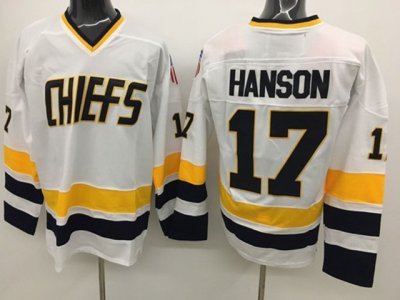 Slap Shot Charlestown Chiefs #17 Steve Hanson White Movie Hockey Jersey