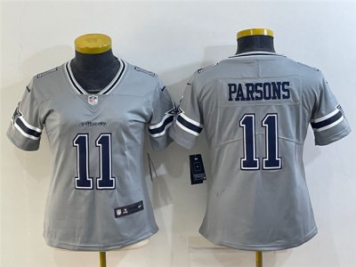 Womens Dallas Cowboys #11 Micah Parsons Gray Inverted Limited Jersey