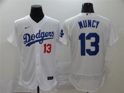Los Angeles Dodgers #13 Max Muncy White Flex Base Jersey