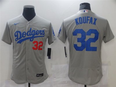 Los Angeles Dodgers #32 Sandy Koufax Gray Alternate Flex Base Jersey