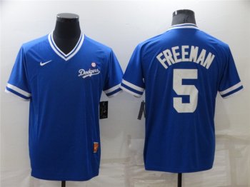 Los Angeles Dodgers #5 Freddie Freeman Throwback Blue Jersey