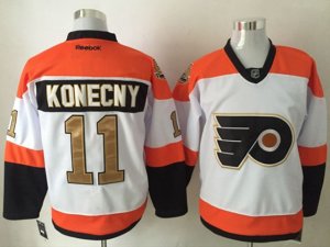 Philadelphia Flyers #11 Travis Konecny 3rd White Jersey w/50th Anniversary Patch