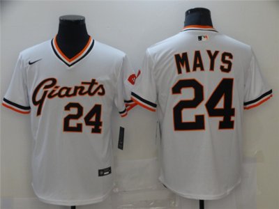 San Francisco Giants #24 Willie Mays Vintage White Jersey