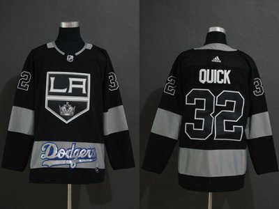 Los Angeles Kings #32 Jonathan Quick Mlb Los Angeles Dodgers Black Adidas Jersey