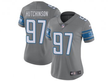 Women's Detroit Lions #97 Aidan Hutchinson Silver Color Rush Limited Jersey