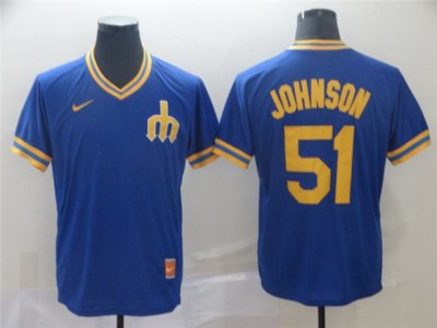 Seattle Mariners #51 Randy Johnson Cooperstown Throwback Blue Jersey