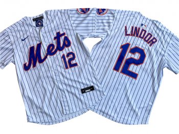 New York Mets #12 Francisco Lindor White Cool Base Jersey