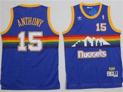 Denver Nuggets #15 Carmelo Anthony Blue Hardwood Classic Jersey