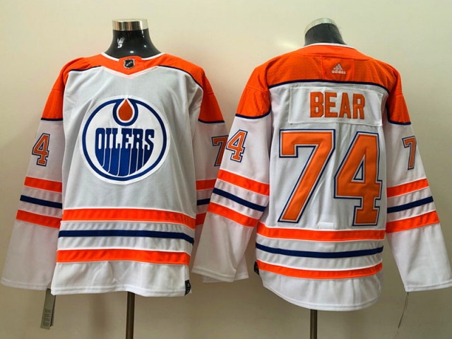 Edmonton Oilers #74 Ethan Bear White 2021 Reverse Retro Jersey - Click Image to Close