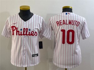 Youth Philadelphia Phillies #10 J.T. Realmuto White Cool Base Jersey