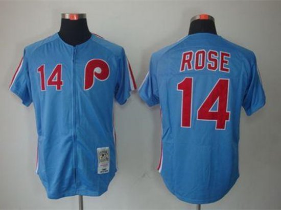 Philadelphia Phillies #14 Pete Rose 1980 Throwback Blue Jersey