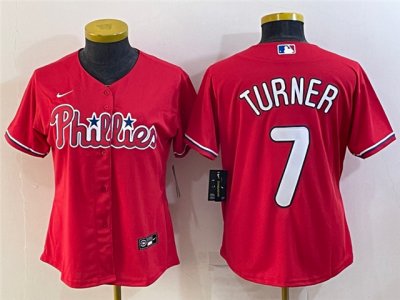 Women's Philadelphia Phillies #7 Trea Turner Red Cool Base Jersey