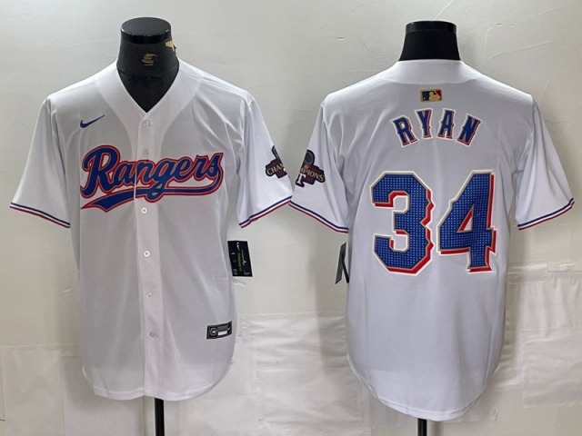 Texas Rangers #34 Nolan Ryan White 2024 Gold Collection Limited Jersey - Click Image to Close