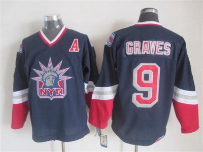 New York Rangers #9 Adam Graves 1998 CCM Liberty Logo Navy Blue Jersey