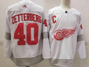 Detroit Red Wings #40 Henrik Zetterberg White 2021 Reverse Retro Jersey