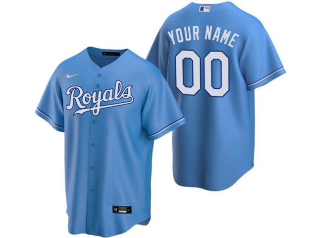 Kansas City Royals Custom #00 Light Blue Cool Base Jersey - Click Image to Close