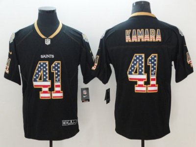 New Orleans Saints #41 Alvin Kamara Black USA Flag Fashion Limited Jersey