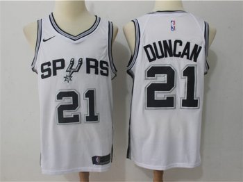 San Antonio Spurs #21 Tim Duncan White Swingman Jersey