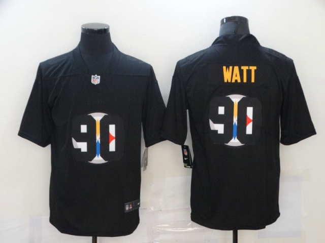 Pittsburgh Steelers #90 T.J. Watt Black Shadow Logo Limited Jersey - Click Image to Close