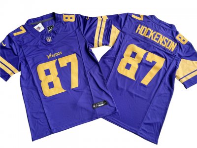 Minnesota Vikings #87 T.J. Hockenson Purple Color Rush Vapor F.U.S.E. Limited Jersey