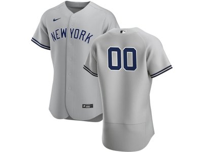 New York Yankees Custom #00 Road Gray Flex Base Jersey