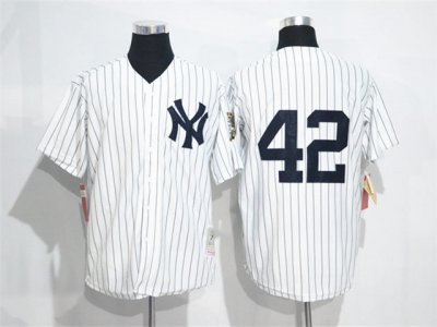 New York Yankees #42 Mariano Rivera 1995 Throwback White Pinstripe Jersey