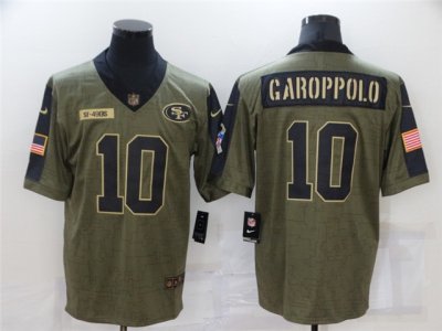 San Francisco 49ers #10 Jimmy Garoppolo 2021 Olive Salute To Service Limited Jersey
