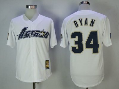 Houston Astros #34 Nolan Ryan White Cooperstown Collection Cool Base Jersey