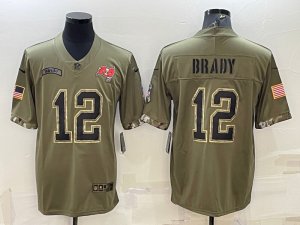Tampa Bay Buccaneers #12 Tom Brady 2022 Olive Salute To Service Limited Jersey
