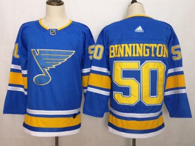 St. Louis Blues #50 Jordan Binnington Alternate Blue Jersey