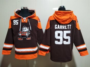 Cleveland Browns #95 Myles Garrett Brown Pullover Hoodie Jersey