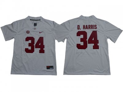 NCAA Alabama Crimson Tide #34 Damien Harris White College Football Jersey