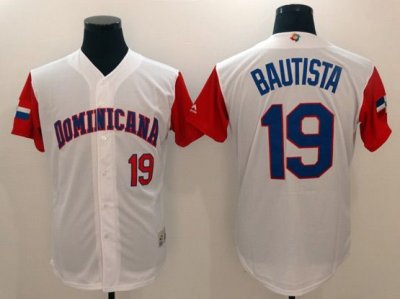 Dominican #19 Jose Bautista White 2017 World MLB Classic Jersey