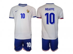 National France #10 Mbappe Away White 2024/25 Soccer Jersey