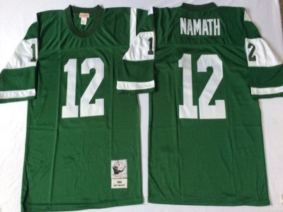 New York Jets #12 Joe Namath 1968 Throwback Green Jersey