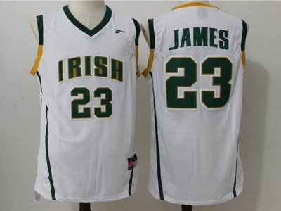 Irish High School #23 LeBron James White Basketball Jersey