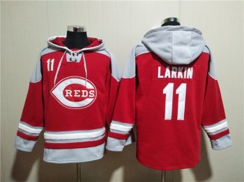 Cincinnati Reds #11 Barry Larkin Red Pullover Hoodie Jersey