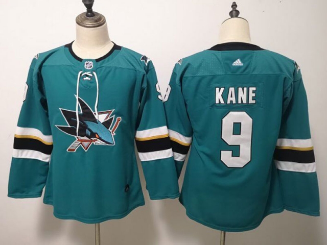 Women's Youth San Jose Sharks #9 Evander Kane Teal Jersey - Click Image to Close