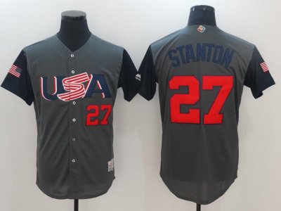 USA #27 Giancarlo Stanton Gray 2017 World MLB Classic Jersey