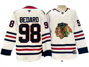 Chicago Blackhawks #98 Connor Bedard 2024 White Jersey