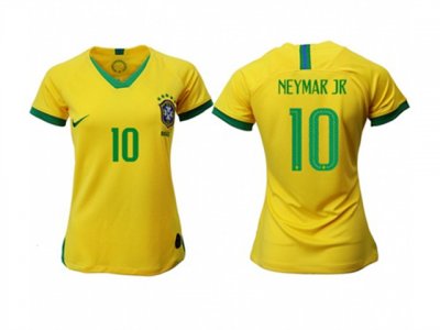 Women's National Brazil #10 Neymar Jr. Yellow 2021 Soccer Jersey