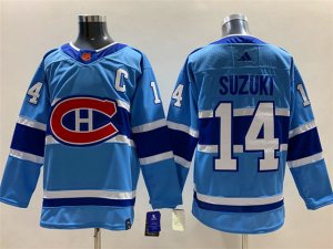 Montreal Canadiens #14 Nick Suzuki Blue 2022/23 Reverse Retro Jersey