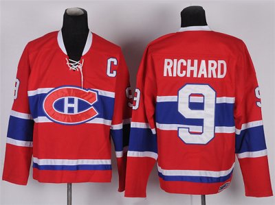 Montreal Canadiens #9 Maurice Richard CCM Vintage Red Jersey