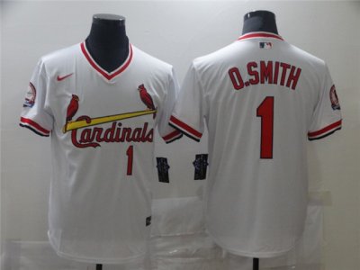 St. Louis Cardinals #1 Ozzie Smith Vintage White Jersey