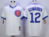 Chicago Cubs #12 Kyle Schwarber White Cooperstown Collection Cool Base Jersey