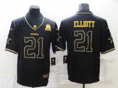 Dallas Cowboys #21 Ezekiel Elliott Black Gold Est 1960 Patch Vapor Limited Jersey