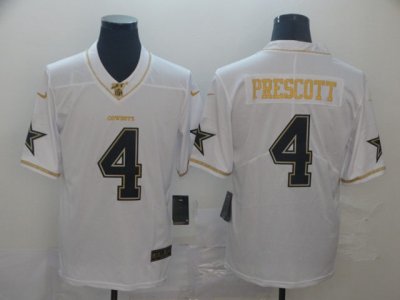 Dallas Cowboys #4 Dak Prescott White Golden 100th Vapor Limited Jersey